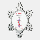 Priest 20th Ordination Jubileum Black Cross Tin Sneeuwvlok Ornament (Rechts)