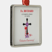 Priest 25th Ordination Jubileum Black Cross Metalen Ornament (Rechts)
