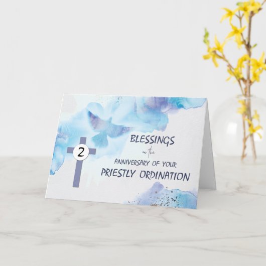 Priest 2nd Second Ordination Anniversary Blessings Kaart (Gele Bloem)