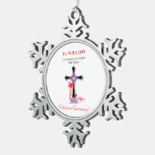 Priest 30th Ordination Jubileum Black Cross Tin Sneeuwvlok Ornament (Rechts)