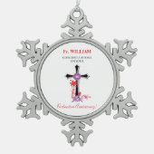 Priest 30th Ordination Jubileum Black Cross Tin Sneeuwvlok Ornament (Voorkant)