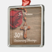 Priest 30th Ordination Jubileum Roos and Rosary Metalen Ornament (Links)