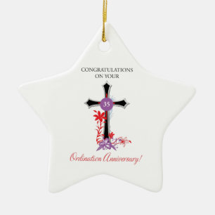 Priest 35th Ordination Jubileum Black Cross Keramisch Ornament
