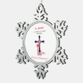 Priest 35th Ordination Jubileum Black Cross Tin Sneeuwvlok Ornament (Rechts)