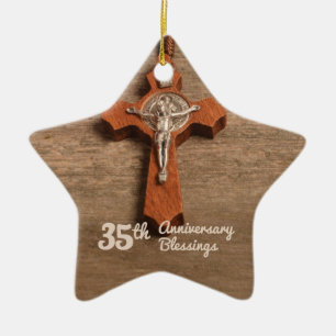Priest 35th Ordination Jubileum Roos and Rosary Keramisch Ornament