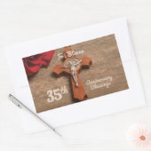 Priest 35th Ordination Jubileum Roos and Rosary Rechthoekige Sticker (Envelop)