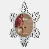 Priest 35th Ordination Jubileum Roos and Rosary Tin Sneeuwvlok Ornament (Rechts)