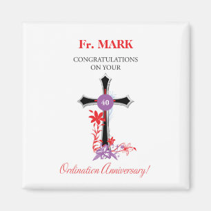 Priest 40th Ordination Jubileum Black Cross Magneet