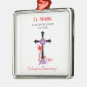 Priest 40th Ordination Jubileum Black Cross Metalen Ornament (Links)