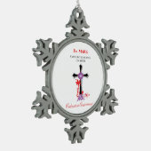 Priest 40th Ordination Jubileum Black Cross Tin Sneeuwvlok Ornament (Links)