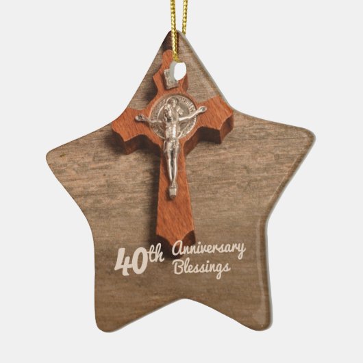 Priest 40th Ordination Jubileum Roos and Rosary Keramisch Ornament (Links)