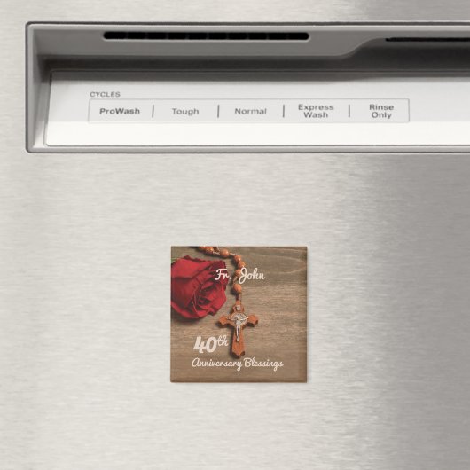 Priest 40th Ordination Jubileum Roos and Rosary Magneet (Insitu (Vaatwasser))