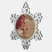 Priest 40th Ordination Jubileum Roos and Rosary Tin Sneeuwvlok Ornament (Rechts)