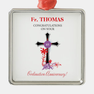 Priest 45th Ordination Jubileum Black Cross Metalen Ornament
