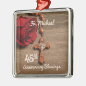 Priest 45th Ordination Jubileum Roos and Rosary Metalen Ornament (Links)