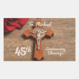 Priest 45th Ordination Jubileum Roos and Rosary Rechthoekige Sticker