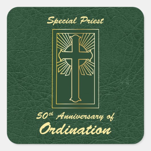 Priest 50ste Jubileum van leder van de Orde Kijk Vierkante Sticker (Voorkant)