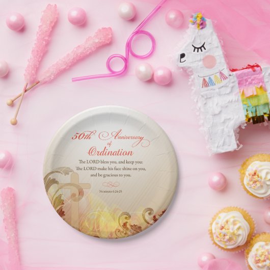 Priest, 50ste Jubileum van Ordination Blessing Papieren Bordje (Feest)