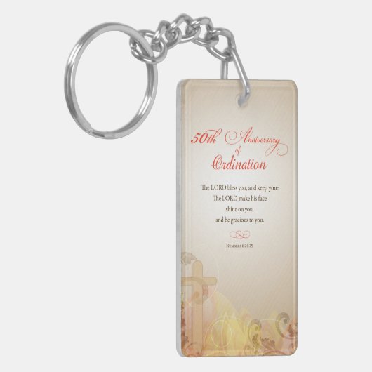 Priest, 50ste Jubileum van Ordination Blessing Sleutelhanger (Voorkant Links)
