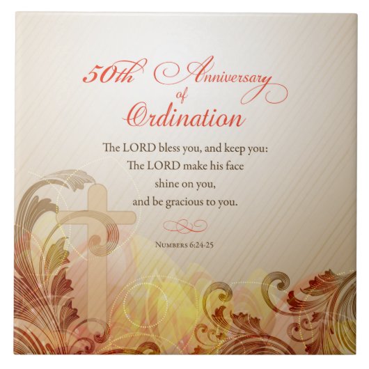 Priest, 50ste Jubileum van Ordination Blessing Tegeltje (Voorkant)