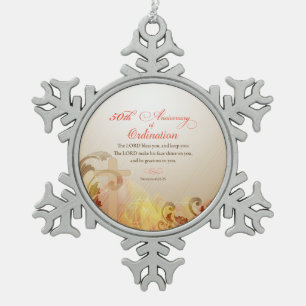 Priest, 50ste Jubileum van Ordination Blessing Tin Sneeuwvlok Ornament