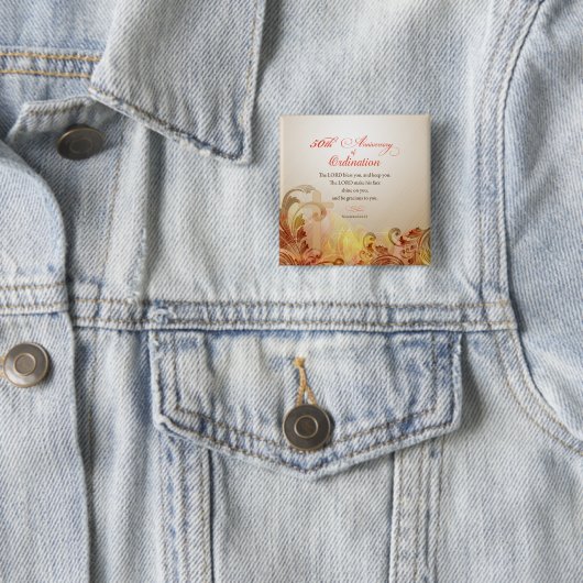 Priest, 50ste Jubileum van Ordination Blessing Vierkante Button 5,1 Cm (In situ)