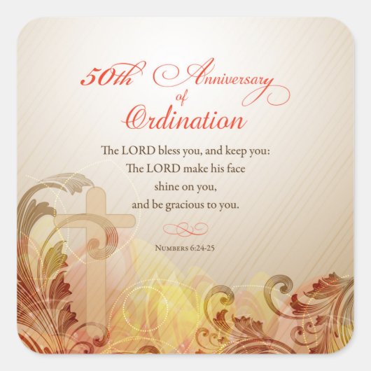 Priest, 50ste Jubileum van Ordination Blessing Vierkante Sticker (Voorkant)