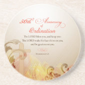 Priest, 50ste Jubileum van Ordination Blessing Zandsteen Onderzetter (Voorkant)