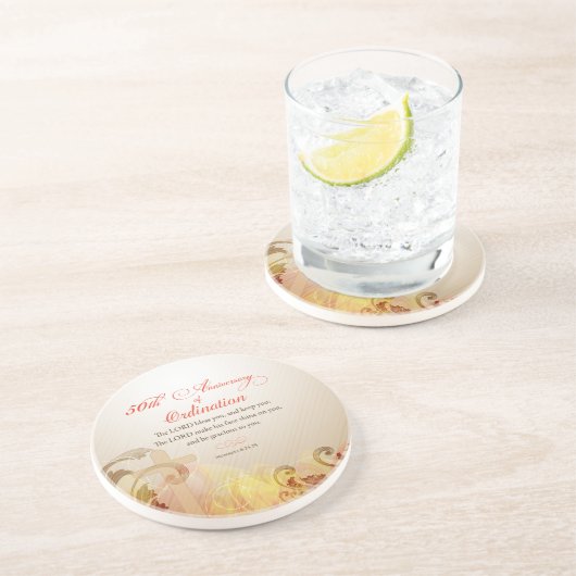 Priest, 50ste Jubileum van Ordination Blessing Zandsteen Onderzetter (Zijkant)