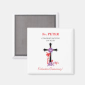 Priest 50th Ordination Jubileum Black Cross Magneet (Voorkant / Achterkant)