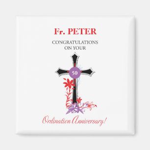 Priest 50th Ordination Jubileum Black Cross Magneet