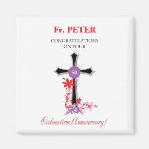 Priest 50th Ordination Jubileum Black Cross Magneet