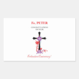 Priest 50th Ordination Jubileum Black Cross Rechthoekige Sticker
