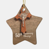 Priest 50th Ordination Jubileum Roos and Rosary Keramisch Ornament (Links)