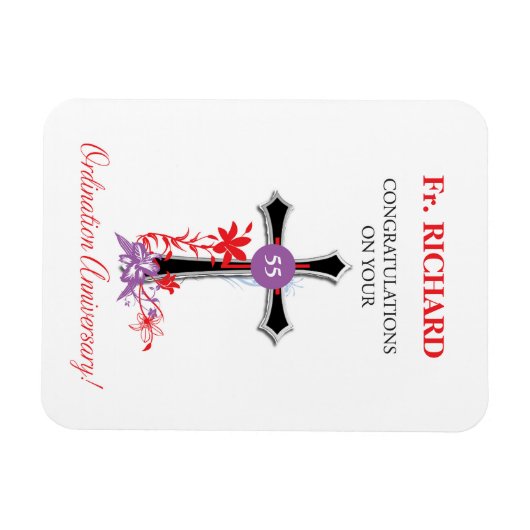 Priest 55th Ordination Jubileum Black Cross Magneet (Horizontaal)