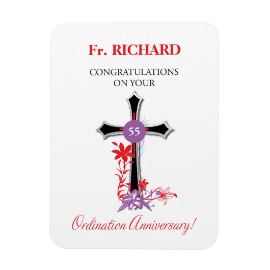 Priest 55th Ordination Jubileum Black Cross Magneet (Verticaal)