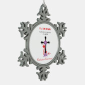 Priest 55th Ordination Jubileum Black Cross Tin Sneeuwvlok Ornament (Links)
