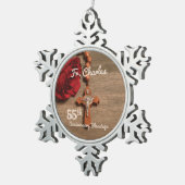 Priest 55th Ordination Jubileum Roos and Rosary Tin Sneeuwvlok Ornament (Rechts)