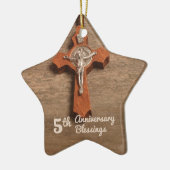 Priest 5th Ordination Jubileum Roos and Rosary Keramisch Ornament (Links)