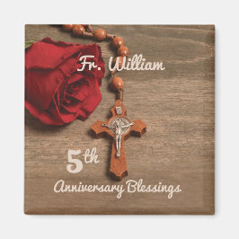 Priest 5th Ordination Jubileum Roos and Rosary Magneet