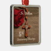 Priest 5th Ordination Jubileum Roos and Rosary Metalen Ornament (Rechts)