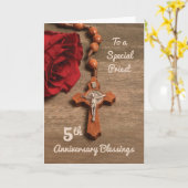 Priest 5th Ordination Jubileum Roos & Rosary Kaart (Gele Bloem)