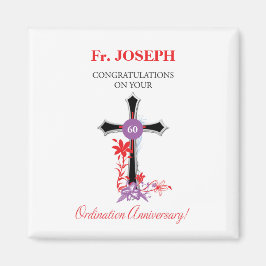 Priest 60th Ordination Jubileum Black Cross Magneet