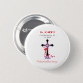 Priest 60th Ordination Jubileum Black Cross Ronde Button 5,7 Cm (Voorkant /achterkant)