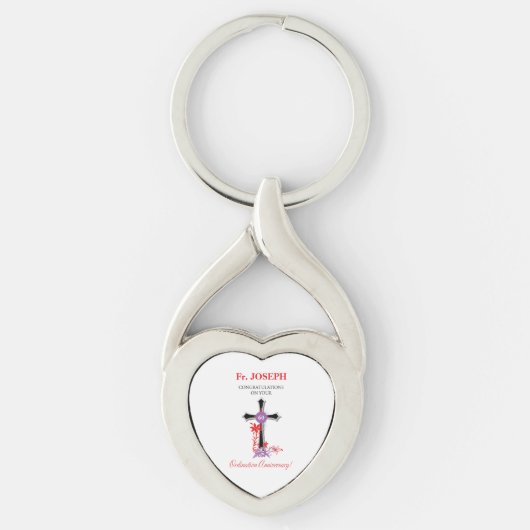 Priest 60th Ordination Jubileum Black Cross Sleutelhanger (Voorkant)