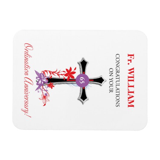 Priest 65th Ordination Jubileum Black Cross Magneet (Horizontaal)