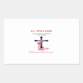 Priest 65th Ordination Jubileum Black Cross Rechthoekige Sticker