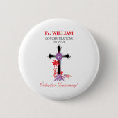 Priest 65th Ordination Jubileum Black Cross Ronde Button 5,7 Cm (Voorkant)