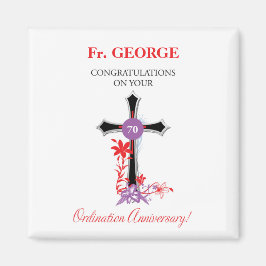 Priest 70th Ordination Jubileum Black Cross Magneet