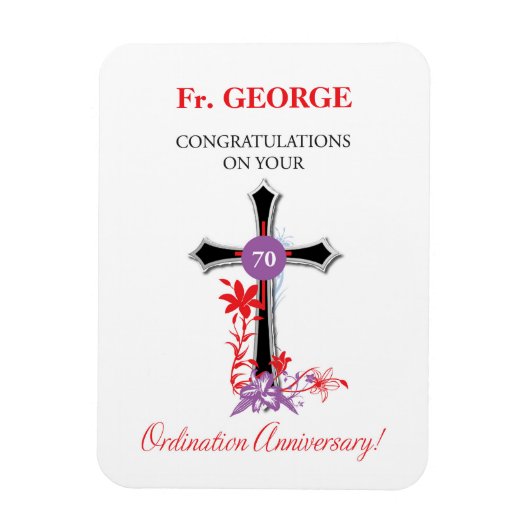 Priest 70th Ordination Jubileum Black Cross Magneet (Verticaal)